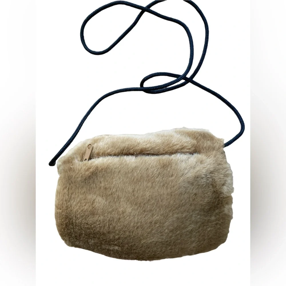 Dover Kidz Furry Teddy Bear Head Hand Warmer Purse Cross Body EUC